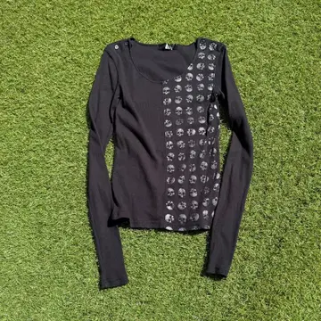 459 Skull Panel Rib Long Sleeve y2k