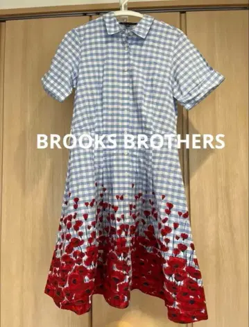 BROOKS BROTHERS 셔츠 원피스 깅엄 체크 꽃무늬 4 M
