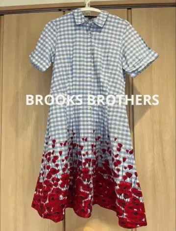 BROOKS BROTHERS 셔츠 원피스 깅엄 체크 꽃무늬 4 M