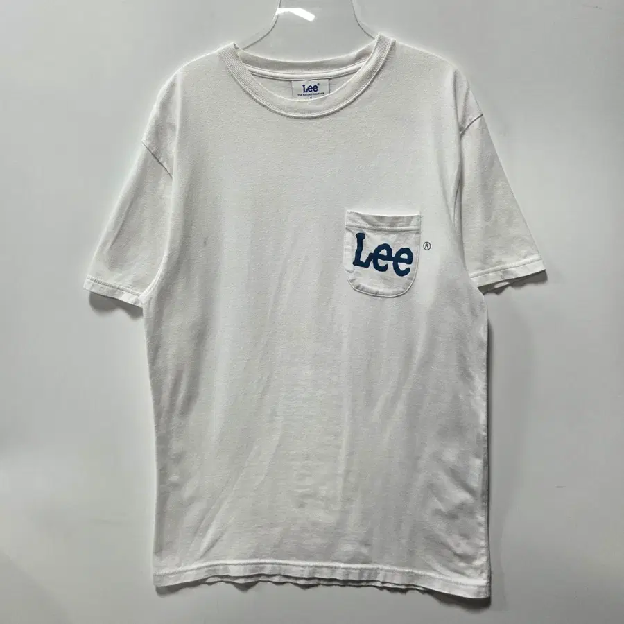 LEE 화이트 포켓 로고 코튼 반팔 티셔츠 S 26071412