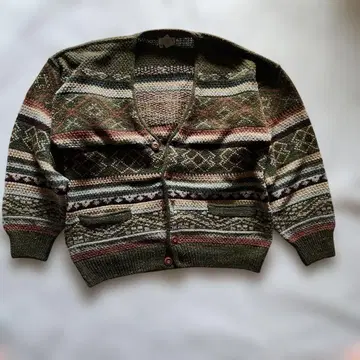 00s vintage rodier 총 패턴 니트 가디건 Y2K