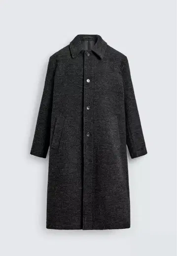 ZARA 울 혼방 롱 코트 스탠드 칼라 다크 그레이 남성용