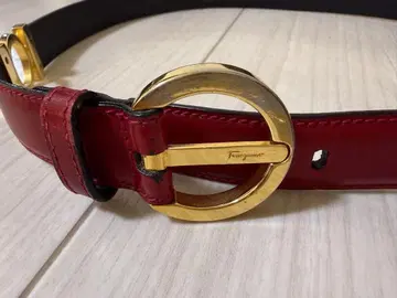 Salvatore Ferragamo 벨트 레드 골드 금장 장식