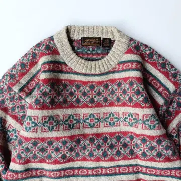 90s Eddie Bauer 에디 바우어 블랙 택 올 패턴 울 니트