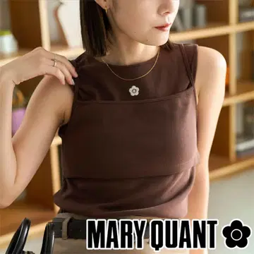 MARYQUANT x PUBLUX 원포인트 자수 레이어드 탱크탑 브라운