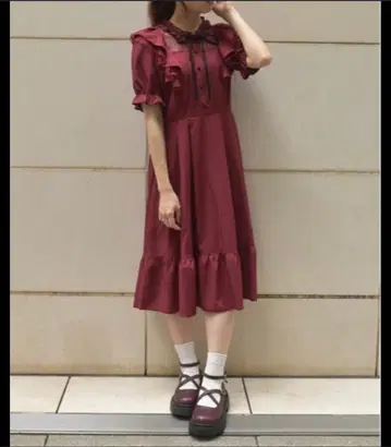axes femme 레이스 프릴 원피스 레드