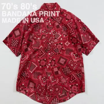 70's 80's USA제 반다나 프린트 셔츠 반팔 빈티지