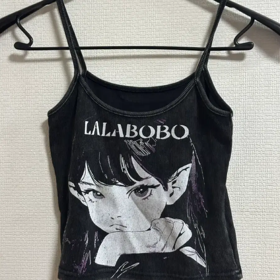 빈티지 y2k LaLaBOBO 워싱 캐릭터 크롭 나시