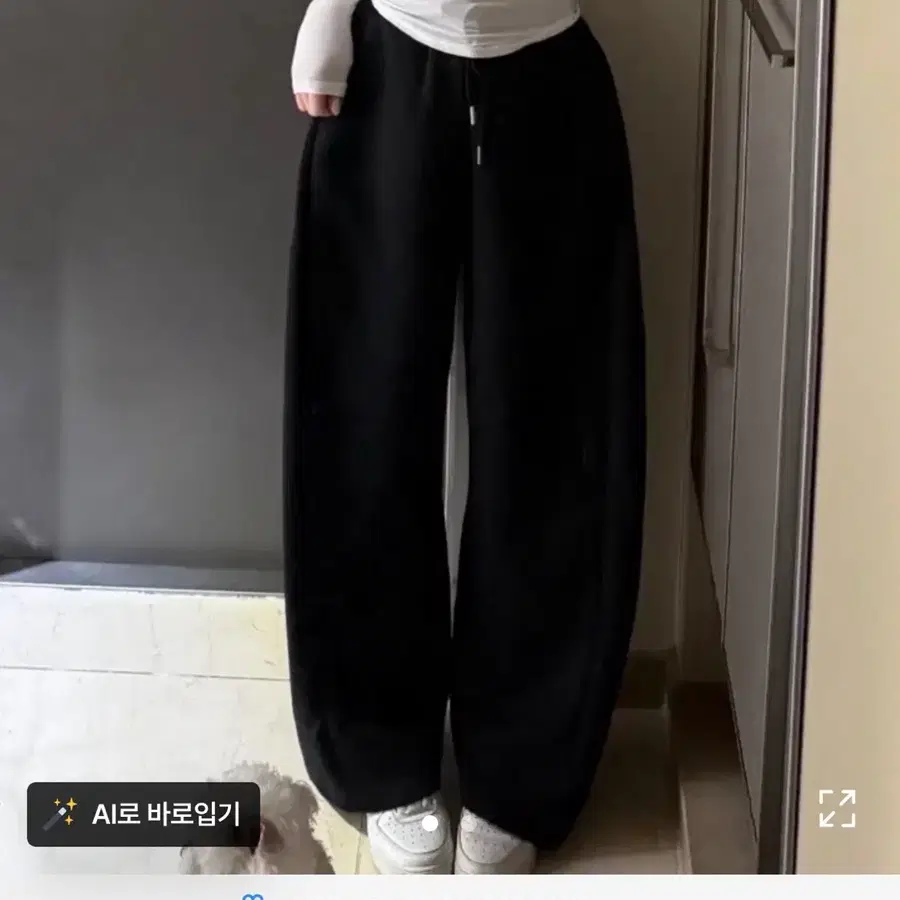 검정 핀턱 기모바지