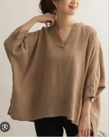 어반 리서치 도어스 린넨 100% 블라우스 브라운 M