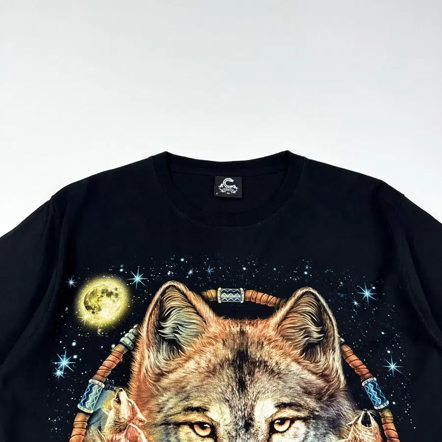 VTG 빈티지 울프 그래픽 블랙 반팔티셔츠 (M)