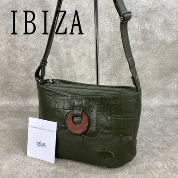 [ 미사용 ] IBIZA 이비자 일본제 소가죽 악어 무늬 숄더백 카키
