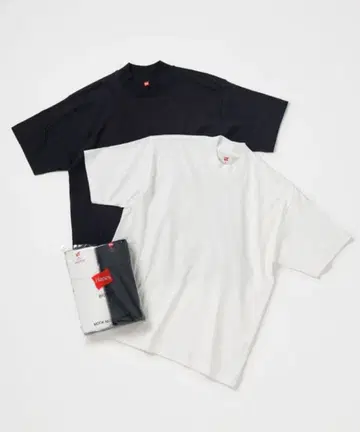 Hanes for BIOTOP 모크넥 T셔츠 2장 세트 미개봉 새상품,