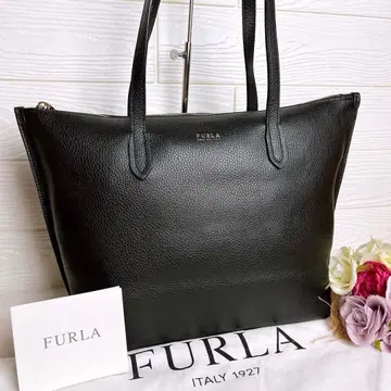 컨디션 최상 FURLA 훌라 토트백 블랙 부드러운 주름 가죽 대용량