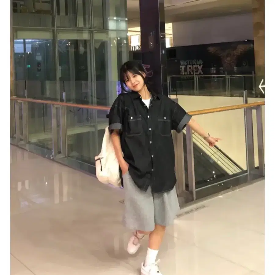 데님 반팔 셔츠