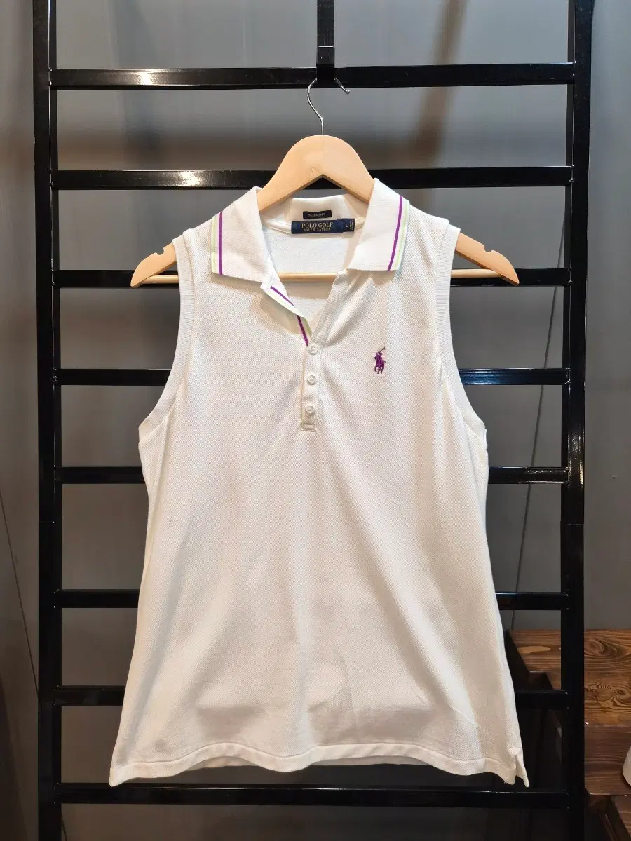 [L] 폴로골프 랄프로렌 POLO GOLF  화이트 카라슬리브리스 4.5