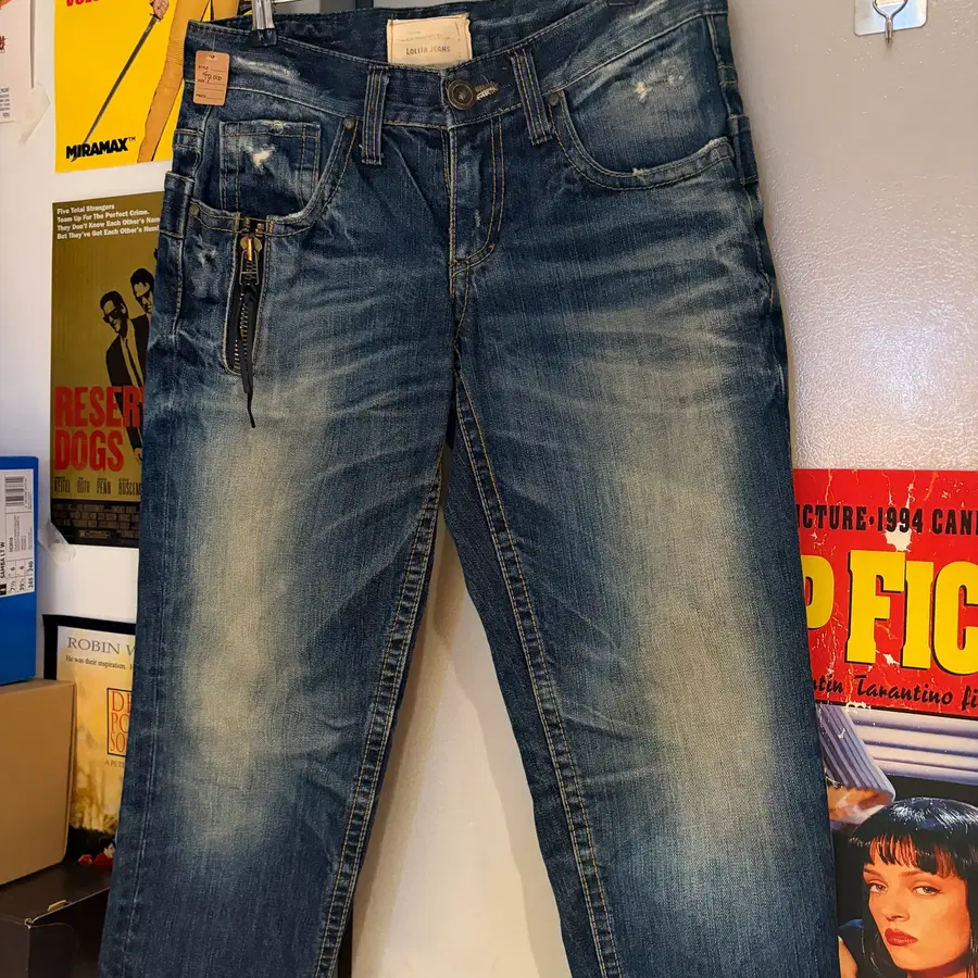 Lolita jeans 지퍼 포켓 7부 데님팬츠