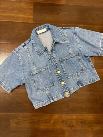 ZARA 숏 기장 데님 자켓 반팔 골드 버튼 S 새상품급 인기