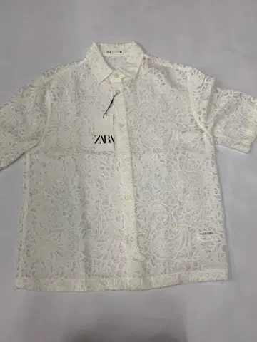 ZARA 레이스 반팔 셔츠 화이트