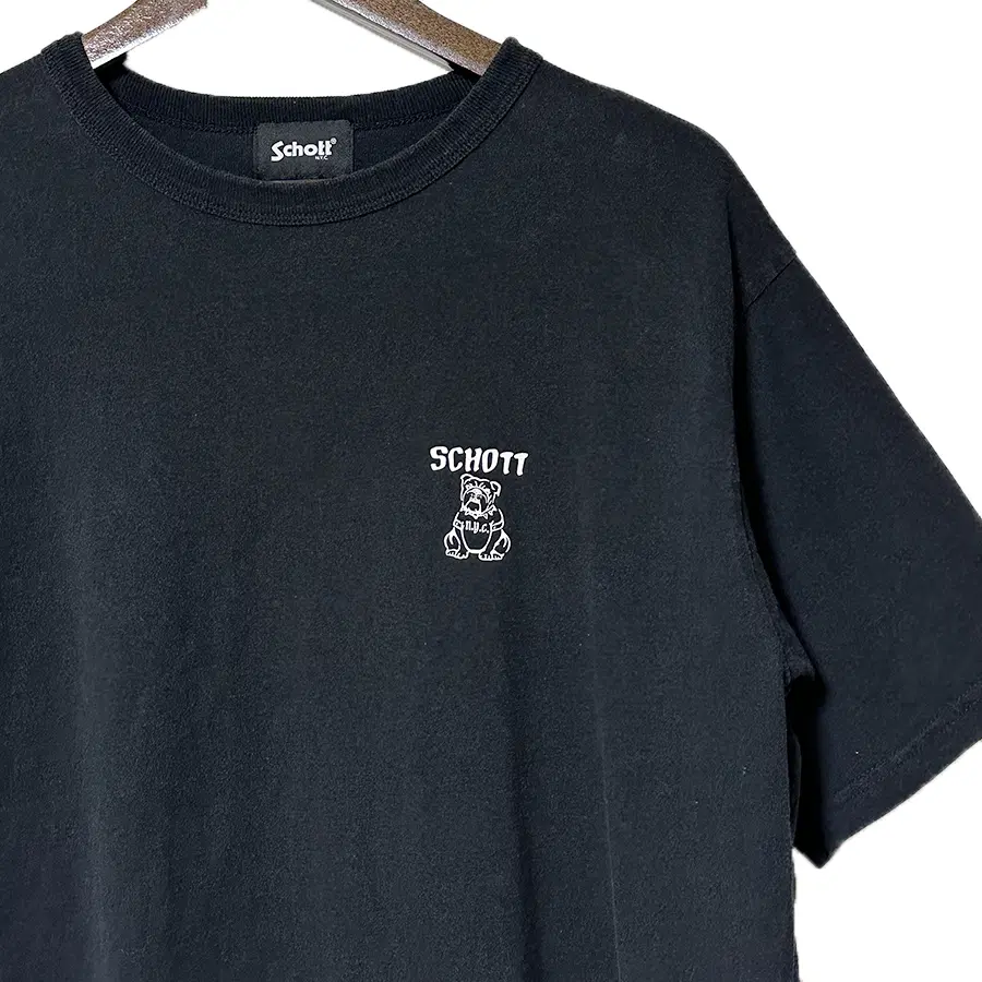 쇼트 schott 앞뒤프린트 반팔티셔츠 블랙 XL