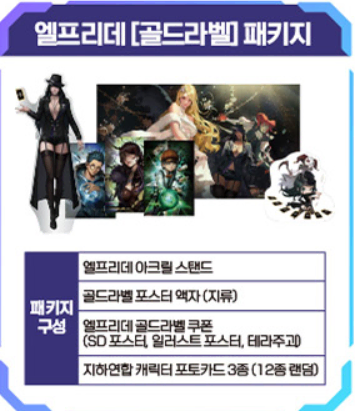 사이퍼즈 엘프리데 골드라벨 패키지 쿠폰 및 아크릴 세트