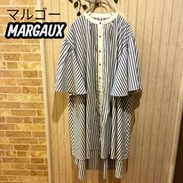 MARGAUX 마르고 스트라이프 밴드 카라 셔츠 원피스 빅