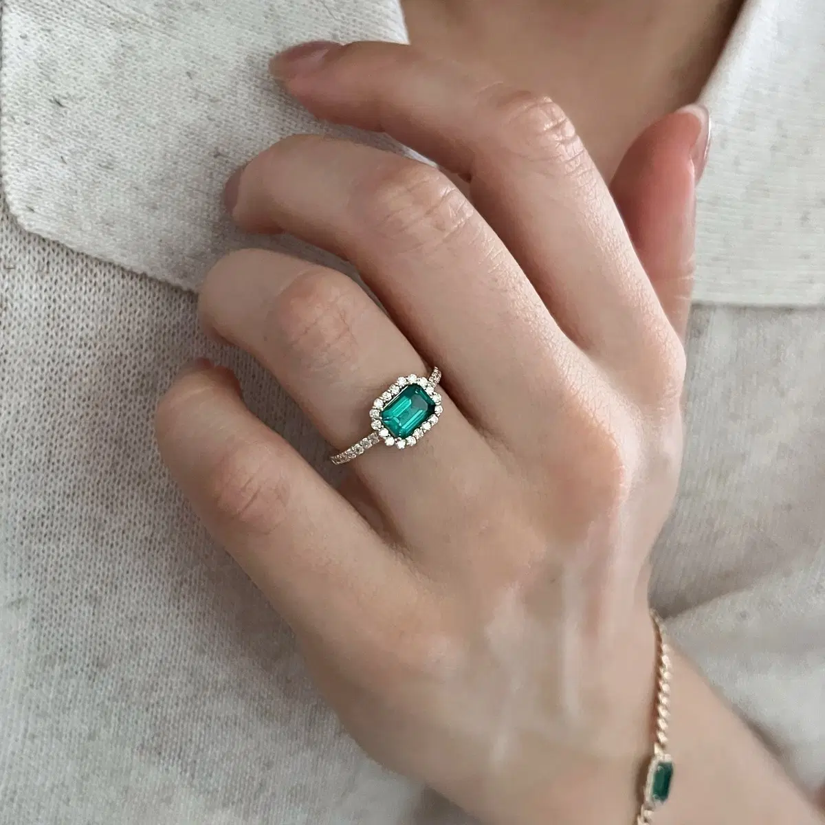 14k 랩 에메랄드 반지~!