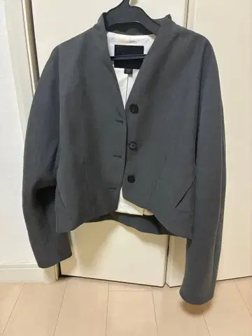노카라 자켓 숏 기장 그레이