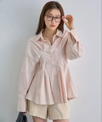 Futier land 턱개더 페플럼 블라우스 F 핑크
