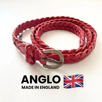 가격 인하) 미사용 영국제 ANGLO 가죽 벨트 메쉬 빨간색