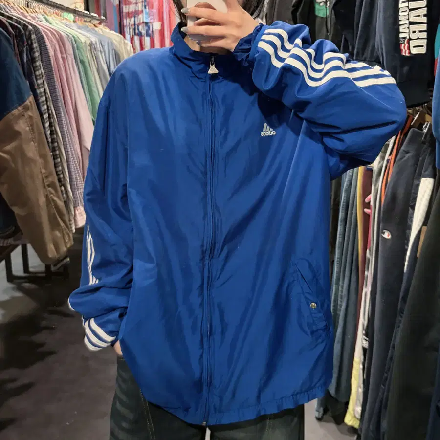 [IM] adidas 아디다스 블루 삼선 바람막이