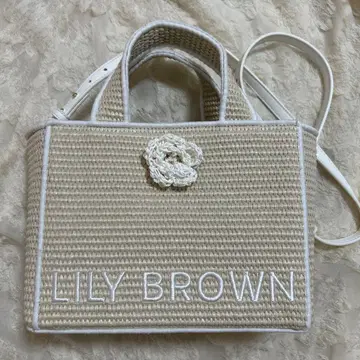 LILY BROWN x MARY QUANT 주트 로고 토트 화이트