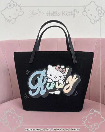rady Hello Kitty 로고 토트백 블랙