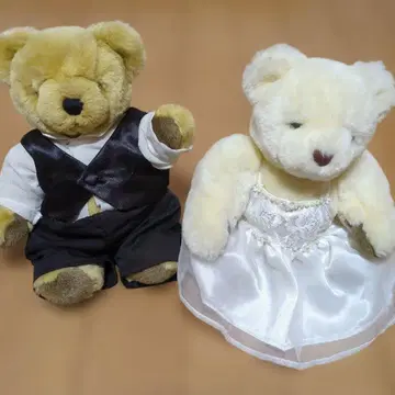 웨딩 베어 봉제 인형 2체 세트