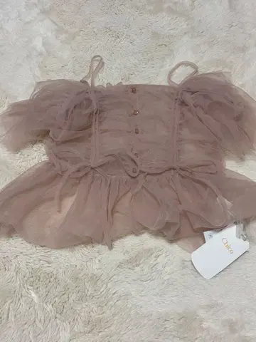 오프숄더 리본 벌룬 블라우스