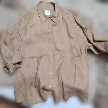 Spick & Span 린넨 빅 셔츠 긴팔 셔츠 카멜
