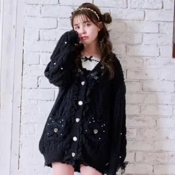 리즈리사 메니 리본 롱 가디건 블랙