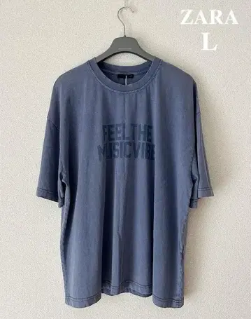 [ 미사용 새상품 ] ZARA 워시드 텍스트 프린트 T셔츠