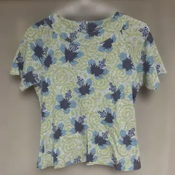 빈티지 꽃무늬 반팔 티셔츠 백지퍼 size M