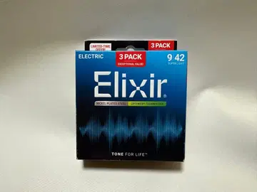 Elixir 일렉 기타 줄 3팩 9-42 Super Light