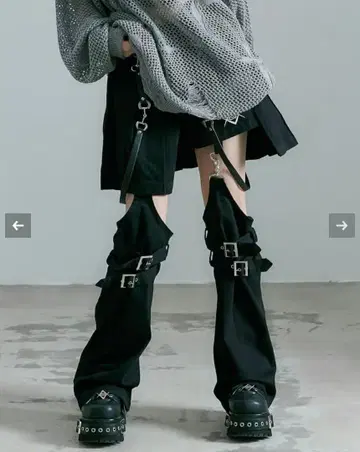 REFLEM 레그 커버 포함 레이어드 데님 숏팬츠 블랙