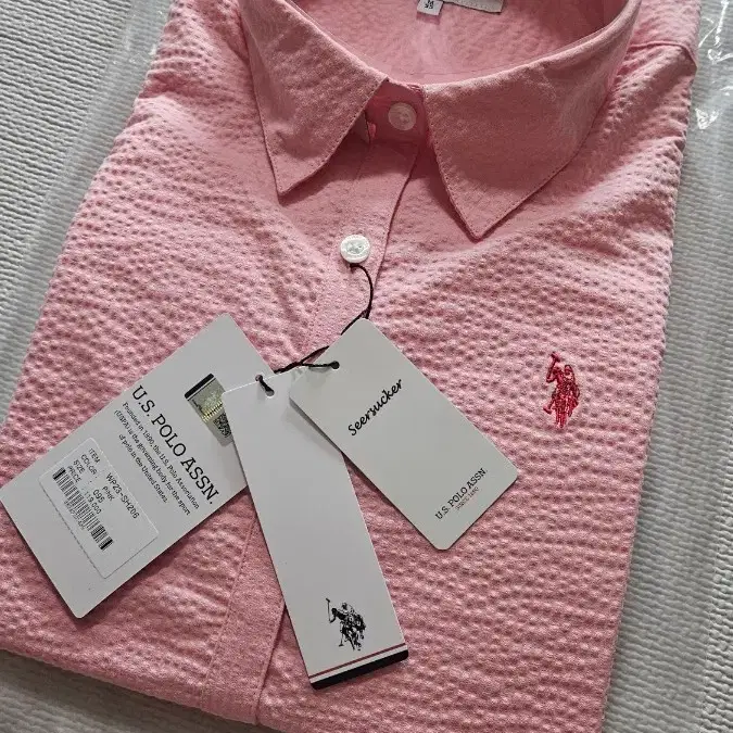 U.S. POLO ASSN. 셔츠 핑크 시어사커 95