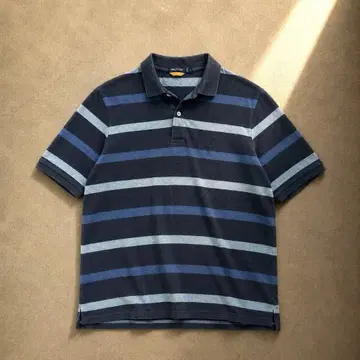 90s nautica 반팔 피케 셔츠 보더 그레이 x 네이비 L 아메카지