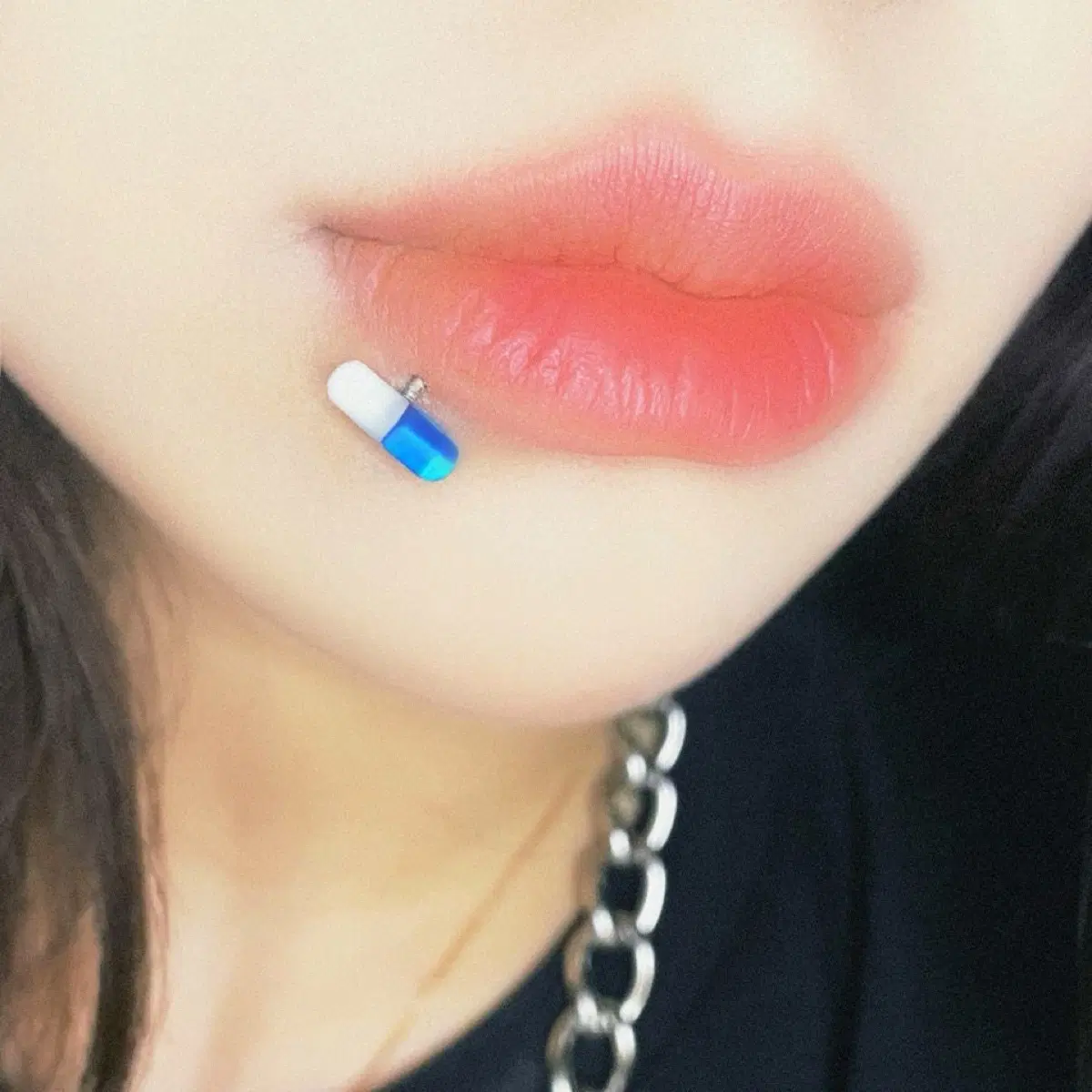 패션 캡슐 아크릴 티타늄 스틸 립 피어싱(6컬러)