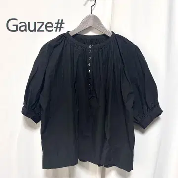 [ 새상품급 ] Gauze# 거즈 코튼 개더 블라우스 풀오버 블랙 프리
