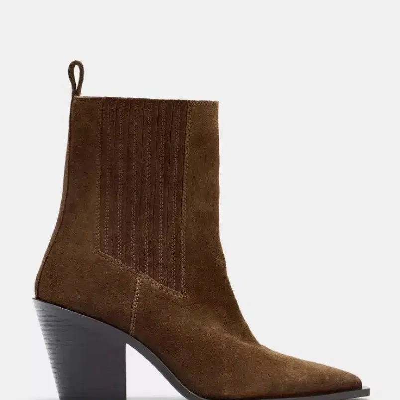 새상품 ZARA 카우하이드 레더 스웨이드 웨스턴 첼시부츠 브라운 245