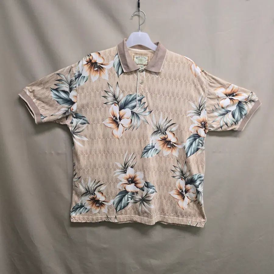 HIBISCUS HAWAII 빈티지 하와이안 플로럴 폴로 셔츠