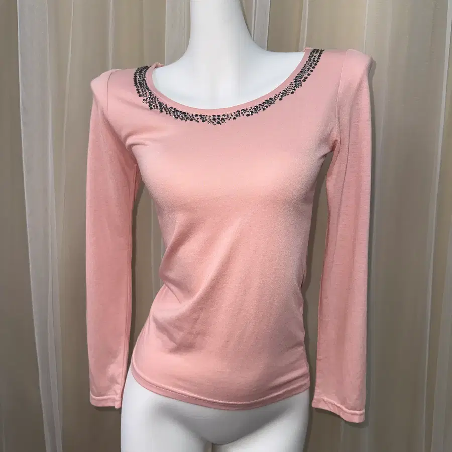 Bead Tee 핑크 비즈 긴팔티