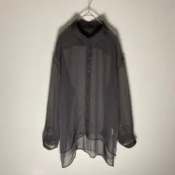 URBAN RESEARCH 시어 셔츠 블랙 L~XL 상당 비침 롱 기장