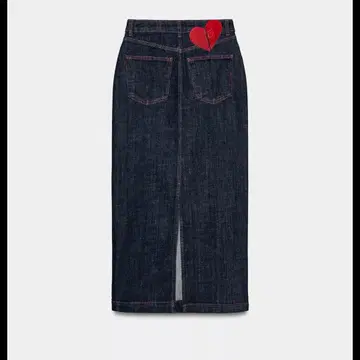 ZARA 하트 데님 미디 스커트